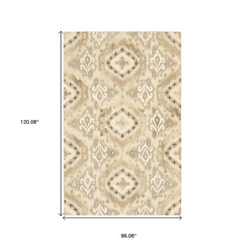 Homeroots 4' Abstract Beige And Ivory Hand-tufted Wool Area Rug - Stylish Design For Cozy Home Décor 8' X 10' Wool 576218