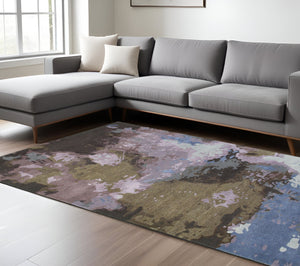 Homeroots 4' Abstract Hand-tufted Area Rug In Blue And Purple – Elevate Your Space With Stylish Comfort 8' X 10' Wool Blend 576229