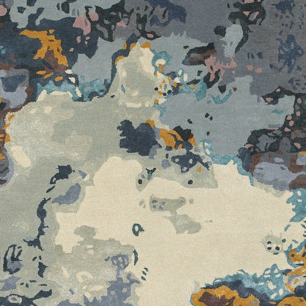 Homeroots 4' Abstract Blue Hand-tufted Area Rug - Elevate Your Living Space With Stylish Sophistication 8' X 10' Wool Blend 576230