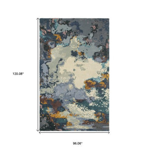 Homeroots 4' Abstract Blue Hand-tufted Area Rug - Elevate Your Living Space With Stylish Sophistication 8' X 10' Wool Blend 576230
