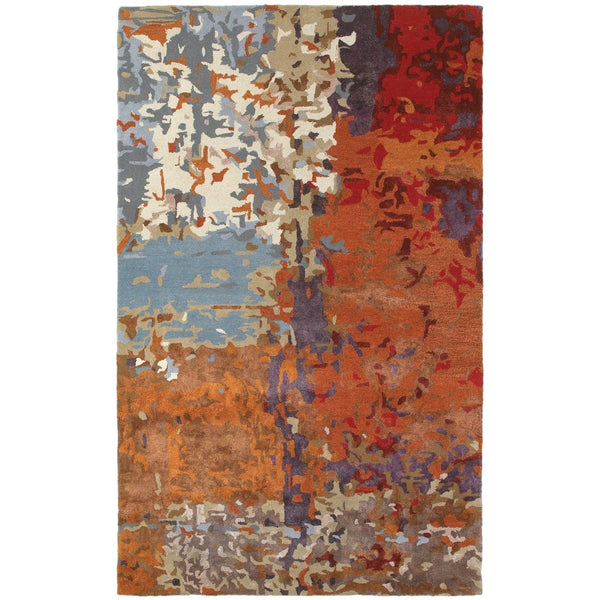 HomeRoots 4' Hand-Tufted Area Rug with Vibrant Orange, Ivory, and Teal Abstract Design for Modern Homes 8' X 10' 576231