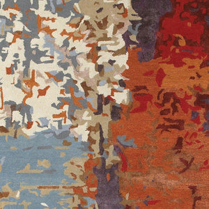 Homeroots 4' Abstract Hand-tufted Area Rug In Orange, Ivory, And Teal – Elevate Your Living Space Elegantly 8' X 10' Wool Blend 576231