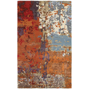 Homeroots 4' Abstract Hand-tufted Area Rug In Orange, Ivory, And Teal – Elevate Your Living Space Elegantly 8' X 10' Wool Blend 576231