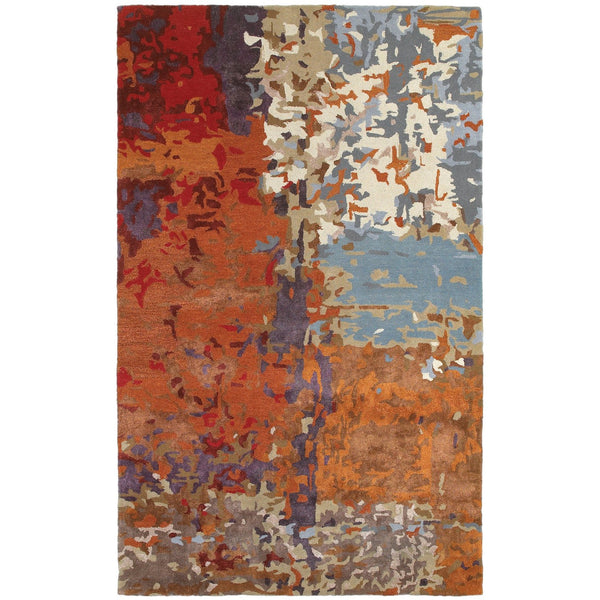 Homeroots 4' Abstract Hand-tufted Area Rug In Orange, Ivory, And Teal – Elevate Your Living Space Elegantly 8' X 10' Wool Blend 576231