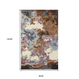 HomeRoots 8' Abstract Hand-Tufted Runner Rug in Blue and Brown - Elevate Your Space with Modern Elegance! 8' X 10' 576232