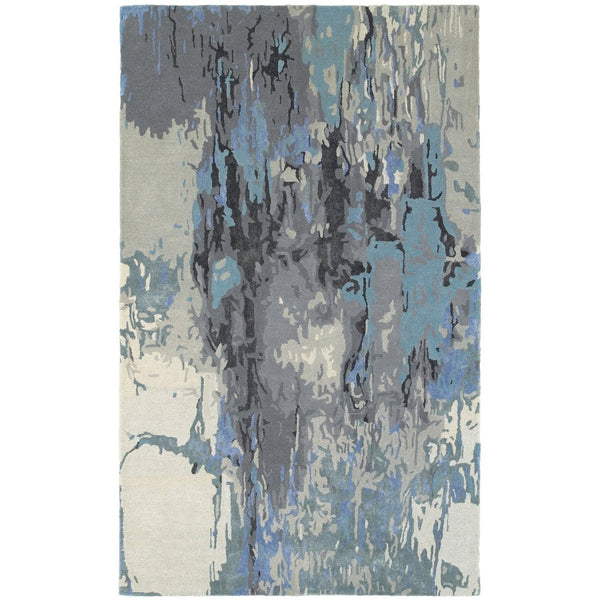 HomeRoots 4' Blue and Gray Abstract Hand-Tufted Area Rug – Modern Elegance for Living Rooms and Bedrooms 8' X 10' 576233