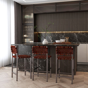 Butler Specialty Bromley Iron And Leather Counter Stool - Rustic Charm And Versatile Style For Any Space Brown Iron,Leather 5762344-butler