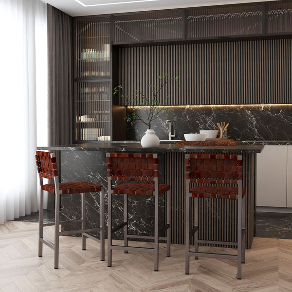 Butler Specialty Bromley Iron And Leather Counter Stool - Rustic Charm And Versatile Style For Any Space Brown Iron,Leather 5762344-butler