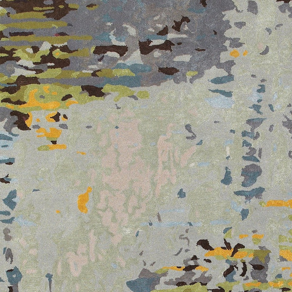 Homeroots 4' Abstract Gray And Yellow Hand-tufted Area Rug - Elevate Your Space With Style And Warmth 8' X 10' Wool Blend 576234