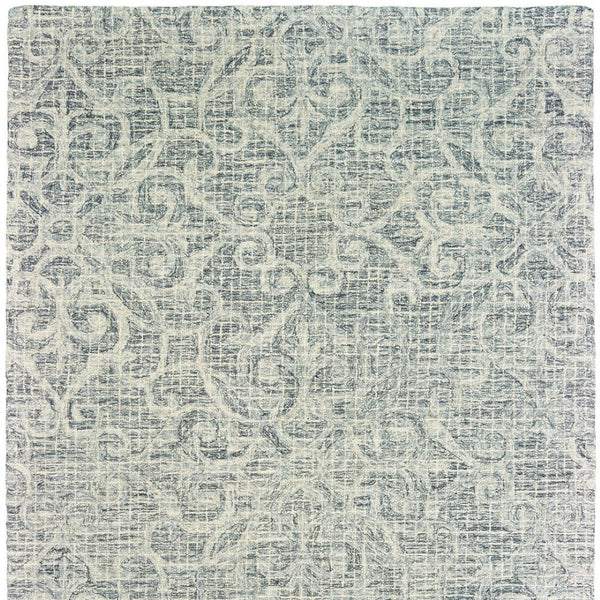 HomeRoots 5' Modern Gray and Ivory Wool Geometric Hand-Tufted Area Rug for Stylish Home Decor and Comfort 8' X 10' 576236