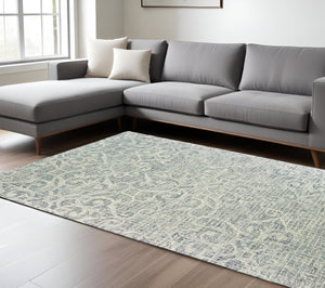 HomeRoots 5' Modern Gray and Ivory Wool Geometric Hand-Tufted Area Rug for Stylish Home Decor and Comfort 8' X 10' 576236