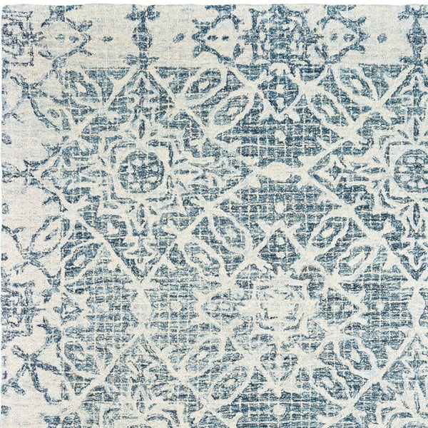 Homeroots 5' Geometric Blue Wool Hand-tufted Area Rug – Stylish Rectangular Design For Modern Home Decor 8' X 10' Wool 576237