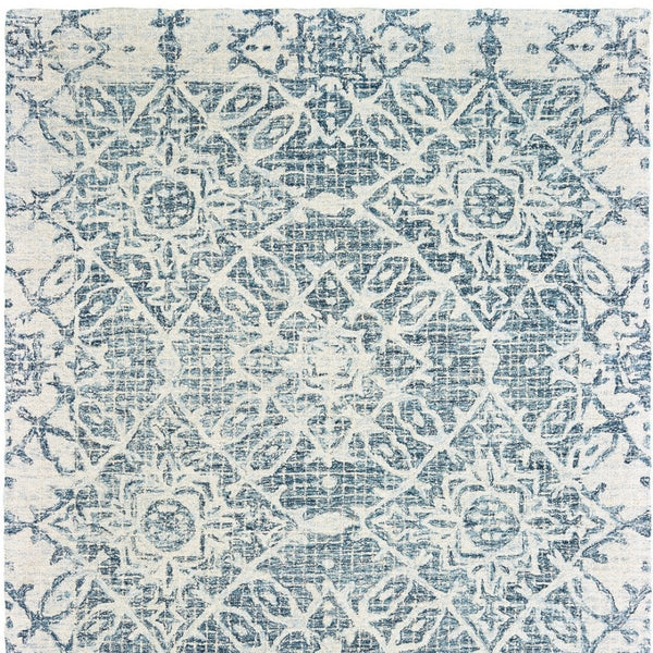 Homeroots 5' Geometric Blue Wool Hand-tufted Area Rug – Stylish Rectangular Design For Modern Home Decor 8' X 10' Wool 576237