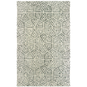 HomeRoots 5' Gray and Ivory Wool Geometric Hand-Tufted Area Rug for Modern Elegance in Any Space 8' X 10' 576238