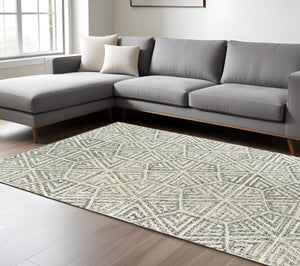 Homeroots 5' Elegant Gray And Ivory Geometric Hand-tufted Wool Area Rug For Stylish Home Décor Enhancement 8' X 10' Wool 576238
