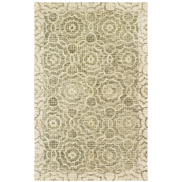 Homeroots 5' Green Wool Geometric Hand-tufted Area Rug - Elevate Your Space With Artful Style & Sophistication 8' X 10' Wool 576239