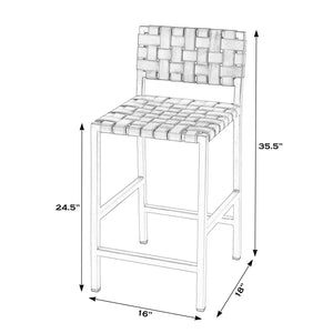 Butler Specialty Bromley Iron And Leather Counter Stool - Rustic Charm And Versatile Style For Any Space White Iron,Leather 5762411-butler