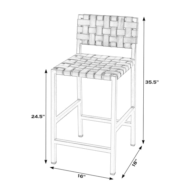 Butler Specialty Bromley Iron And Leather Counter Stool - Rustic Charm And Versatile Style For Any Space White Iron,Leather 5762411-butler