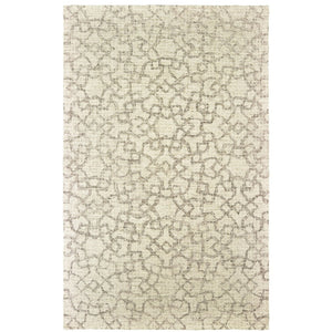 HomeRoots 5' Hand-Tufted Wool Area Rug in Tan and Ivory - Elegant Geometric Design for Any Living Space 8' X 10' 576241