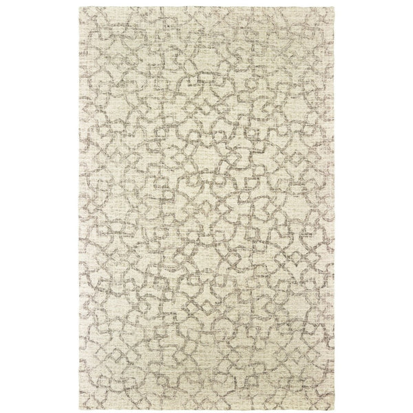 HomeRoots 5' Hand-Tufted Wool Area Rug in Tan and Ivory - Elegant Geometric Design for Any Living Space 8' X 10' 576241