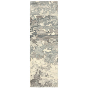 HomeRoots 4' Gray Wool Abstract Hand-Tufted Area Rug - Durable, Modern Style for Compact Spaces and Comfort 8' Runner 576242