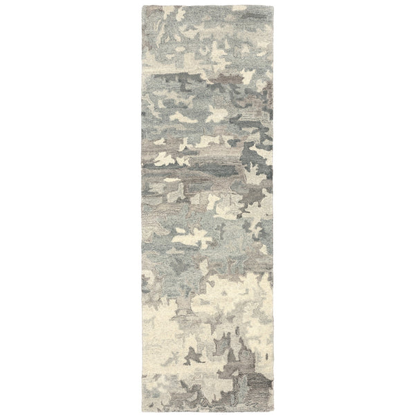 Homeroots 4' Elevate Your Home With A Soft Gray Wool Abstract Hand Tufted Area Rug For Timeless Style 8' Runner Wool 576242