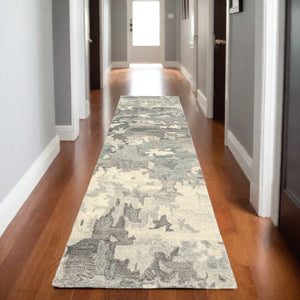 Homeroots 4' Elevate Your Home With A Soft Gray Wool Abstract Hand Tufted Area Rug For Timeless Style 8' Runner Wool 576242