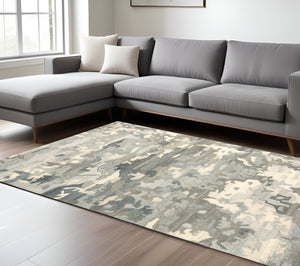 Homeroots 4' Elevate Your Home With A Soft Gray Wool Abstract Hand Tufted Area Rug For Timeless Style 8' X 10' Wool 576243