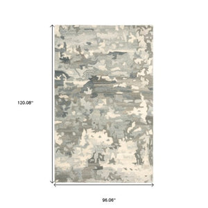Homeroots 4' Elevate Your Home With A Soft Gray Wool Abstract Hand Tufted Area Rug For Timeless Style 8' X 10' Wool 576243