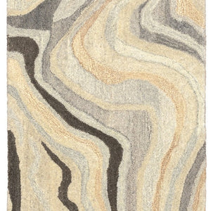 Homeroots 4' Abstract Hand-tufted Beige And Charcoal Wool Area Rug - Artful Design For Elegant Home Décor 8' Runner Wool 576244