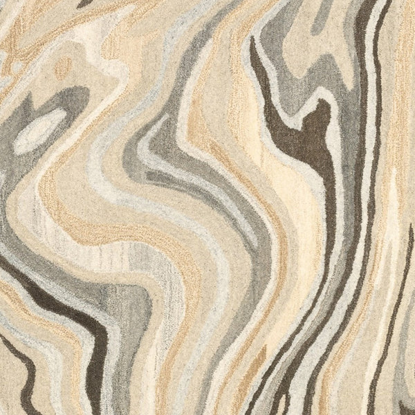 Homeroots 4' Abstract Hand-tufted Beige And Charcoal Wool Area Rug - Artful Design For Elegant Home Décor 8' X 10' Wool 576245
