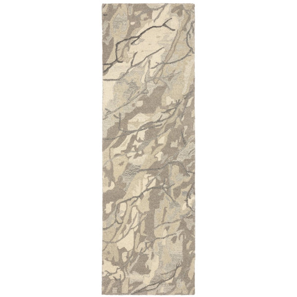 HomeRoots 4' Timeless Beige and Ivory Abstract Hand-Tufted Wool Area Rug for Elegant Home Decor Style 8' Runner 576246