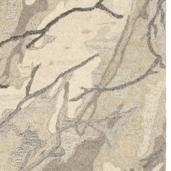 Homeroots 4' Beige Abstract Hand-tufted Wool Area Rug - Elevate Your Living Space With Style And Warmth 8' Runner Wool 576246