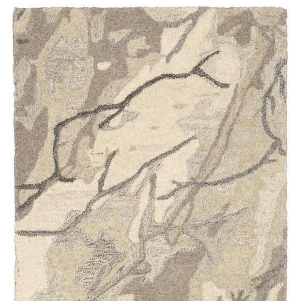 Homeroots 4' Beige Abstract Hand-tufted Wool Area Rug - Elevate Your Living Space With Style And Warmth 8' Runner Wool 576246