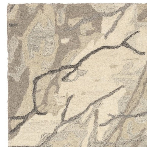 Homeroots 4' Beige Abstract Hand-tufted Wool Area Rug - Elevate Your Living Space With Style And Warmth 8' Runner Wool 576246