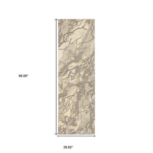 Homeroots 4' Beige Abstract Hand-tufted Wool Area Rug - Elevate Your Living Space With Style And Warmth 8' Runner Wool 576246