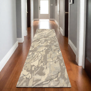 Homeroots 4' Beige Abstract Hand-tufted Wool Area Rug - Elevate Your Living Space With Style And Warmth 8' Runner Wool 576246
