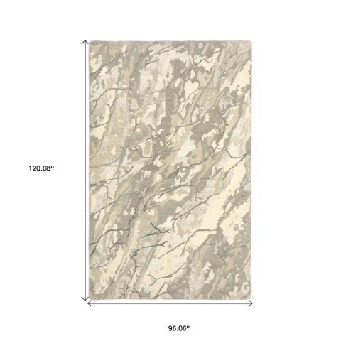 Homeroots 4' Beige Abstract Hand-tufted Wool Area Rug - Elevate Your Living Space With Style And Warmth 8' X 10' Wool 576247