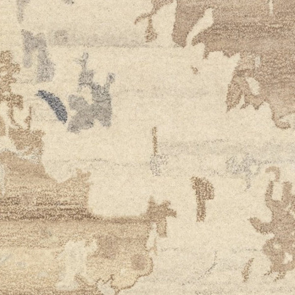 Homeroots 4' Enhance Your Living Space With A Beige And Charcoal Abstract Hand-tufted Wool Area Rug 8' Runner Wool 576248