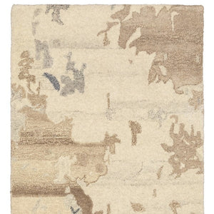 Homeroots 4' Enhance Your Living Space With A Beige And Charcoal Abstract Hand-tufted Wool Area Rug 8' Runner Wool 576248