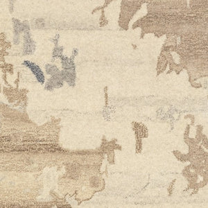 Homeroots 4' Enhance Your Living Space With A Beige And Charcoal Abstract Hand-tufted Wool Area Rug 8' Runner Wool 576248