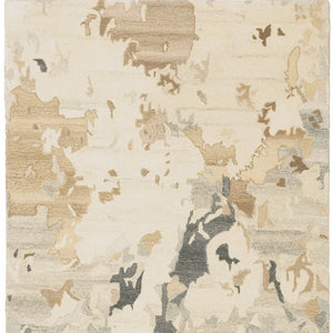 Homeroots 4' Enhance Your Living Space With A Beige And Charcoal Abstract Hand-tufted Wool Area Rug 8' X 10' Wool 576249