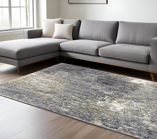 Homeroots 4' Cozy Gray Abstract Shag Area Rug - Soft, Stain-resistant Design Perfect For Modern Homes 7' X 10' Polyester 576251