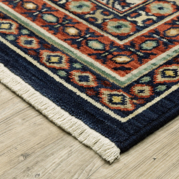 Homeroots 2' Navy Blue Oriental Area Rug With Elegant Fringe – Perfect For Adding Style And Warmth To Any Room 12' Runner Wool Blend 576252