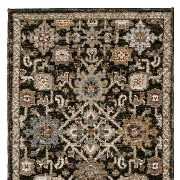 Homeroots 2' Elegant Brown Oriental Area Rug - Stain Resistant, Soft Texture, Perfect For Homes With Kids & Pets 12' Runner Polypropylene 576254