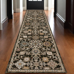 Homeroots 2' Elegant Brown Oriental Area Rug - Stain Resistant, Soft Texture, Perfect For Homes With Kids & Pets 12' Runner Polypropylene 576254