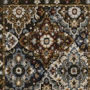 Homeroots 2' Charming Medallion Area Rug In Red, Yellow & Ivory - Stain Resistant For Homes With Kids & Pets 12' Runner Polypropylene 576255