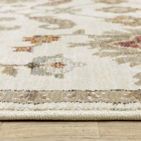 Homeroots 2' Ivory Oriental Area Rug - Stylish Power Loom Design, Stain Resistant, Perfect For Any Decor 12' Runner Polypropylene 576257