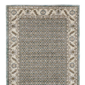Homeroots 2' Blue Oriental Area Rug – Elegant Power Loom Design, Stain Resistant, Perfect For Pet-friendly Spaces 12' Runner Polypropylene 576258