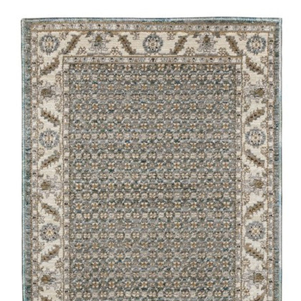 Homeroots 2' Blue Oriental Area Rug – Elegant Power Loom Design, Stain Resistant, Perfect For Pet-friendly Spaces 12' Runner Polypropylene 576258